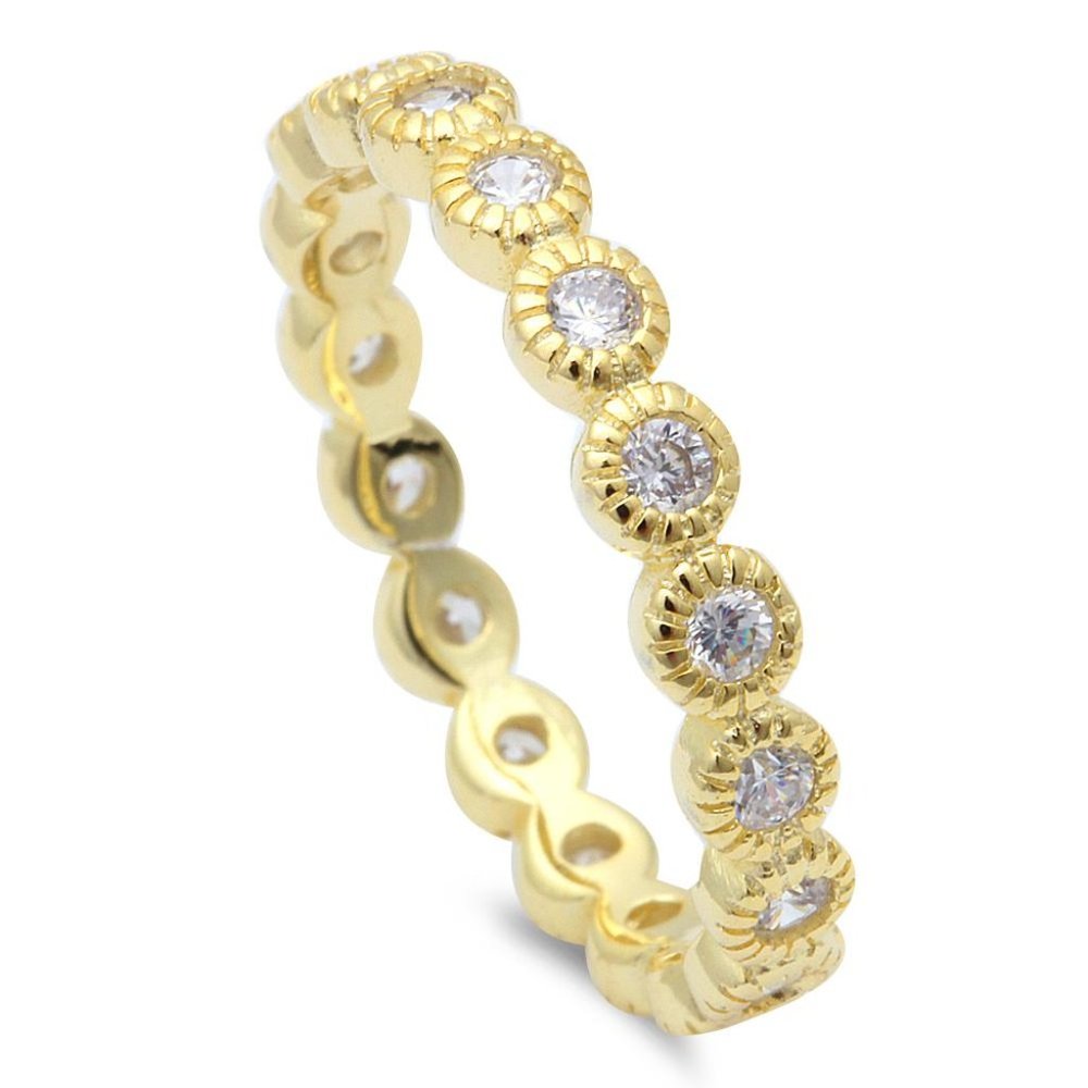 14KT Yellow Gold Plated Silver CZ Eternity Band
